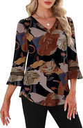 Lace V-Neck Three-Quarter Sleeve Blouse